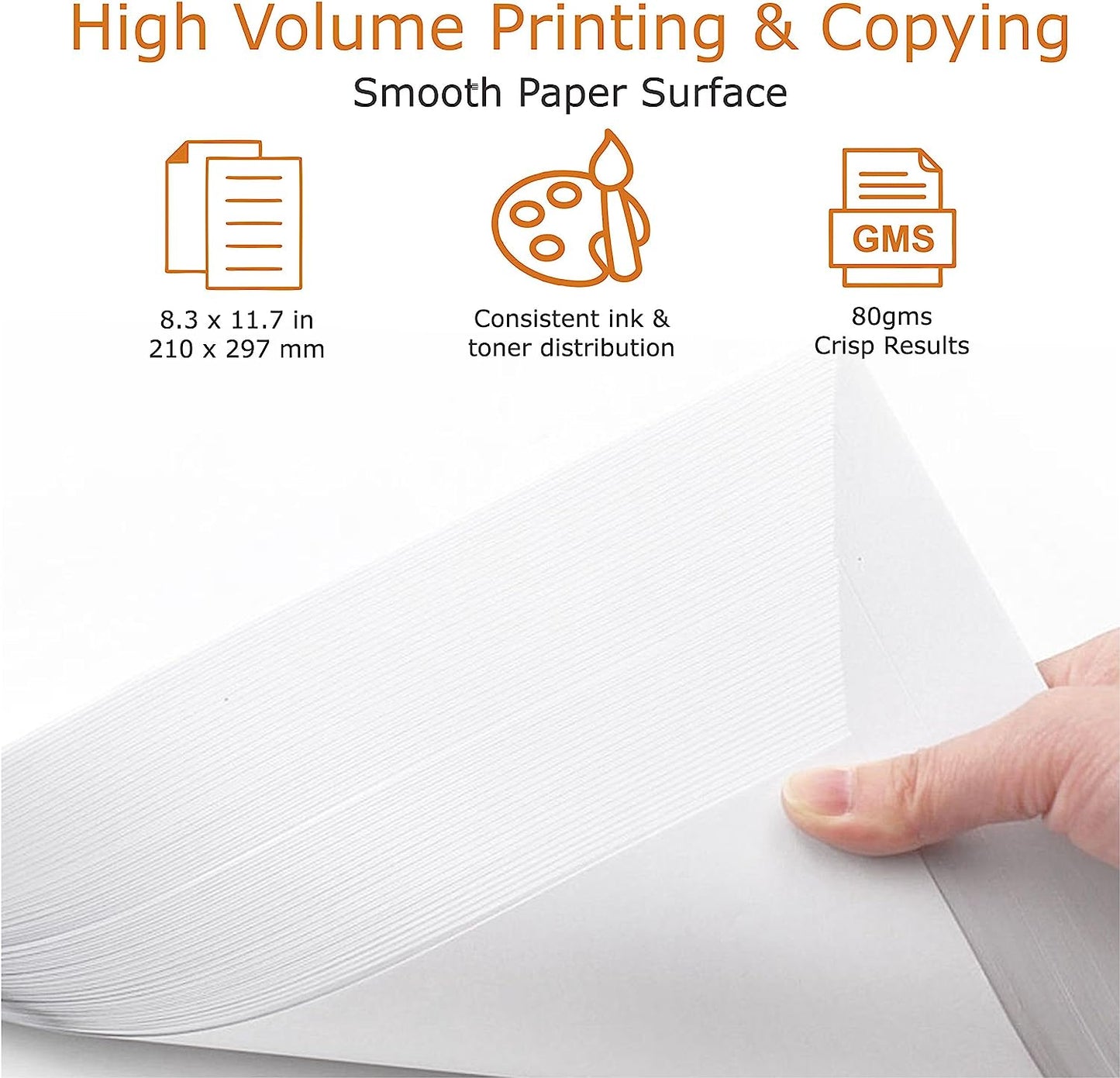 80 GSM A4 White Printer Paper Ream - Multifunction Laser Inkjet Paper (Pack of 5 Reams)