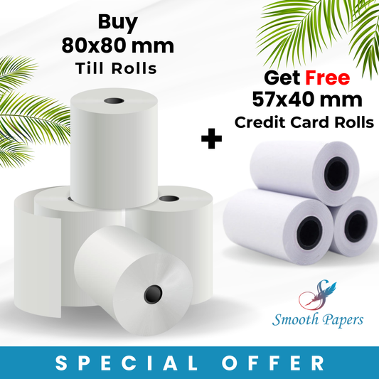 Special Sale:  80x80mm Till Roll + 57x40mm Credit Card Roll