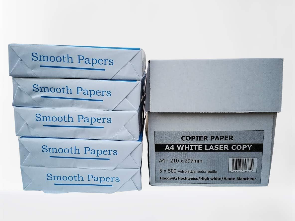 80 GSM A4 White Printer Paper Ream - Multifunction Laser Inkjet Paper (Pack of 5 Reams)