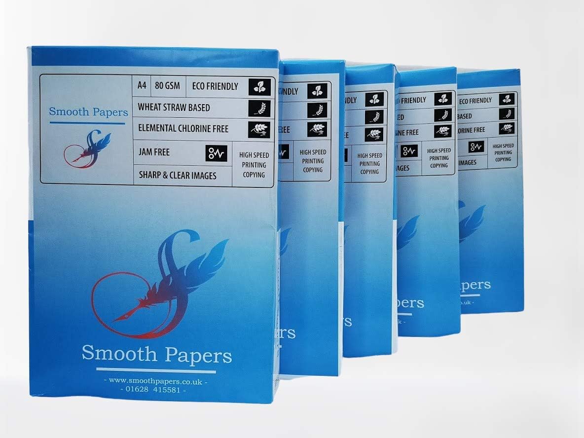 80 GSM A4 White Printer Paper Ream - Multifunction Laser Inkjet Paper (Pack of 5 Reams)