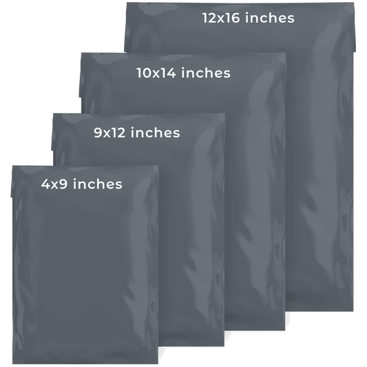 Grey Self Seal Mailing Bags, 4 Sizes, Pack of 60