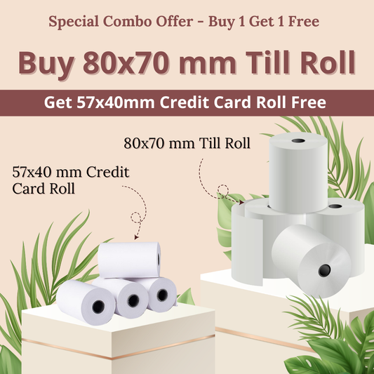 Special Sale:  80x70mm Till Roll + 57x40mm Credit Card Roll