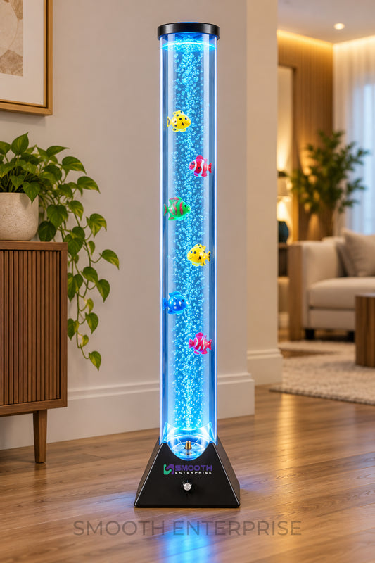 90cm Colour Changing LED Light Bubble Fish Mood Lamp with Colourful Artificial Tropical Fishes, Sensory Relaxing Atmosphere Mood Light